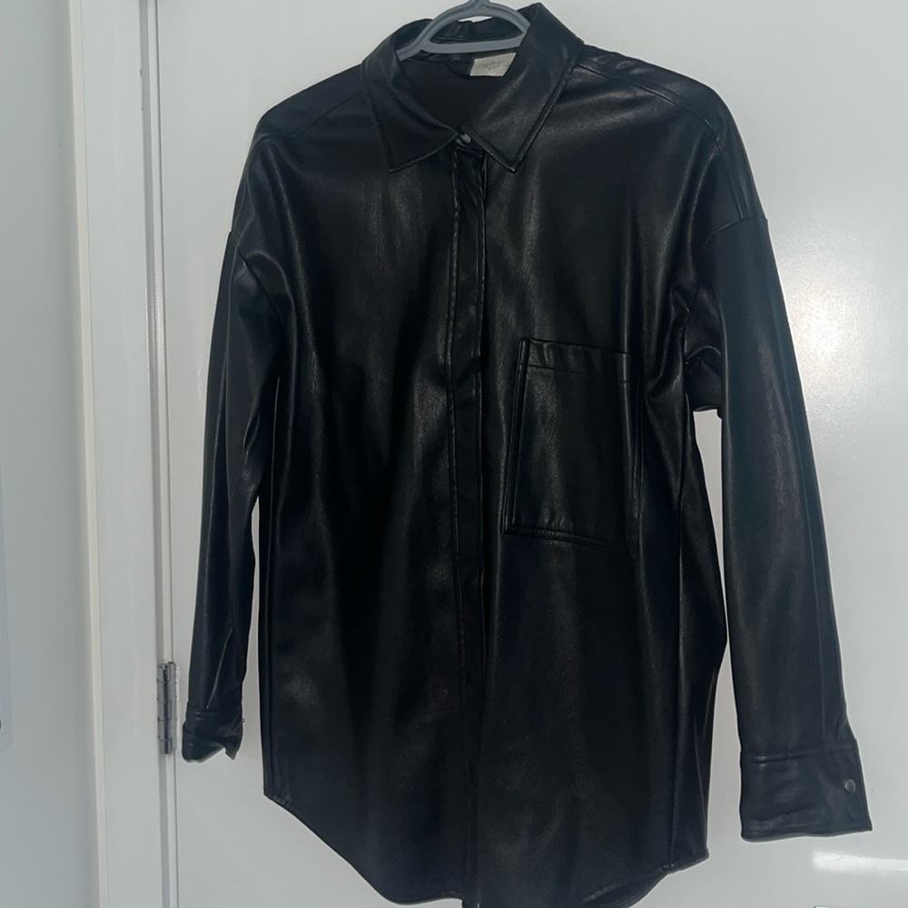 Vegan Leather Button Down